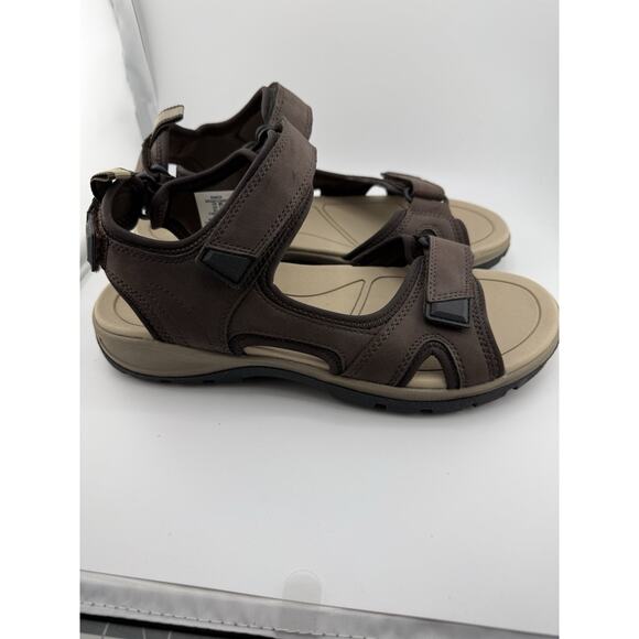 Lands\' End Men\'s Water Sport Sandal Rich Coffee Brown Adjustable Hook Loop 8 D main image 4